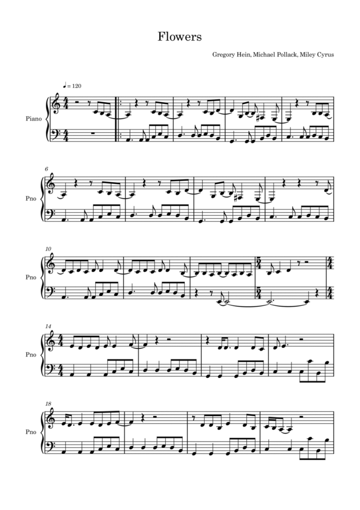 Partition piano flowers Chartres