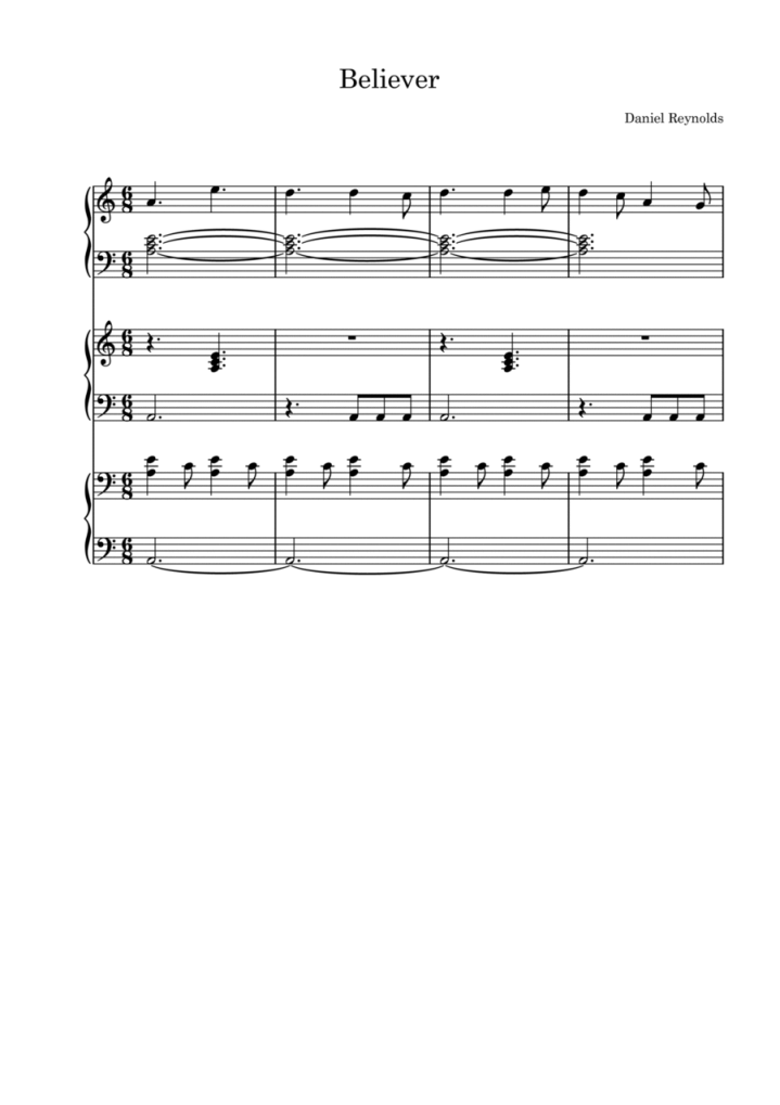 Partition piano Believer Chartres