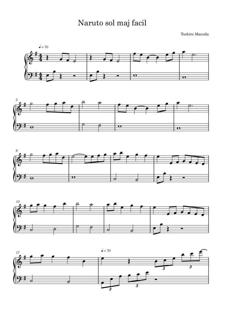 Partition piano Naruto and hinata Chartres